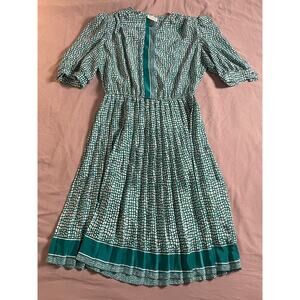 Vintage Lady Carol Petites of New York Aqua & White Dress